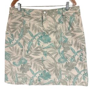 Eddie Bauer Tropical Floral Cargo Style Cotton A-Line Skirt Plus-sized 16